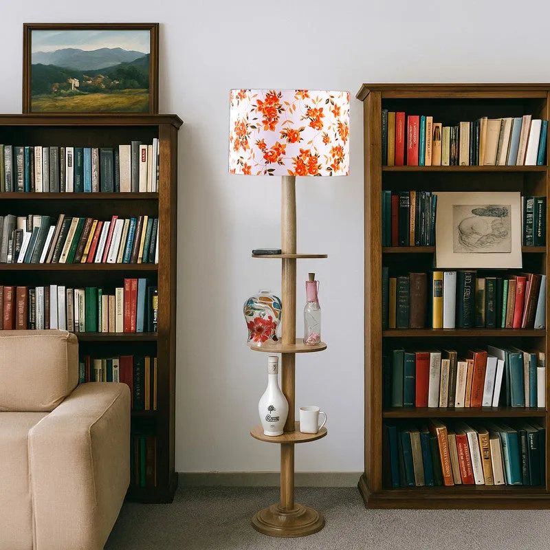 LumiCrate Tower Wooden Floor Lamp - Orange & White media 3