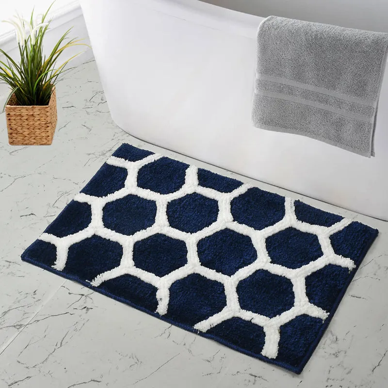 Trevona Cotton Bath Mat - Navy Blue media 3