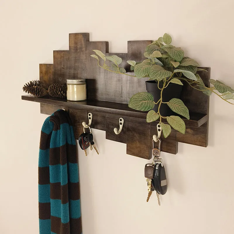 Regenta Wooden Wall Shelf Organiser with Key Holders media 4