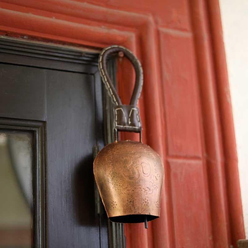 Sacred Om Engraved Rustic Metal Hanging Bell image 3