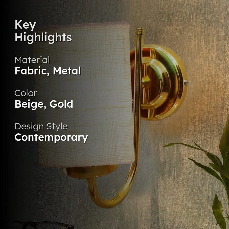 Galora Fabric & Metal Wall Lamp - Beige & Gold media 2