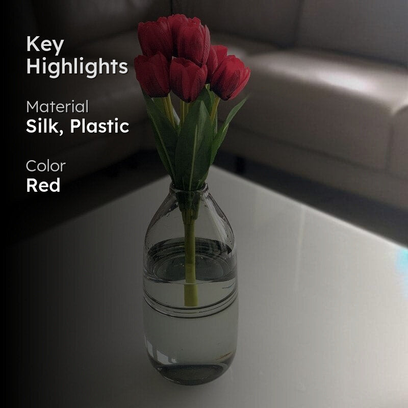 Faux Tulip Flower Bunch - Dark Red media 2