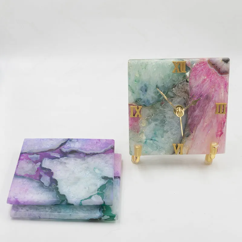 Prismism Agate Desk Clock With Coaster - Three Piece Set media 4