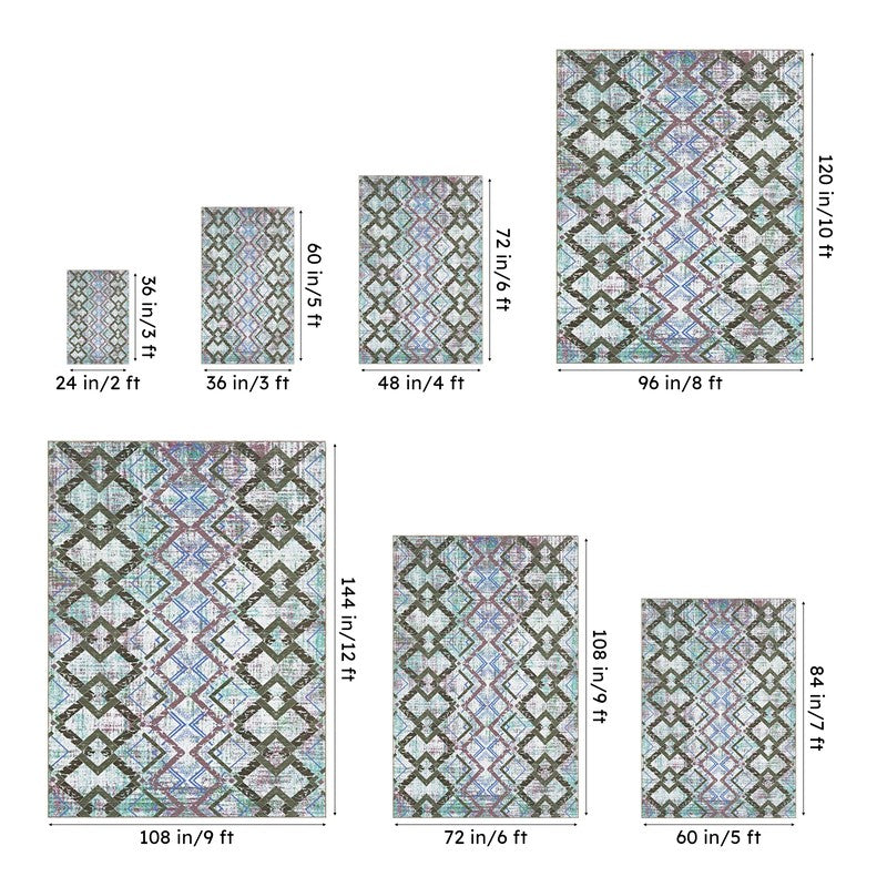 Thrain Geometric Polyester Anti-Skid Carpet - Green media 14