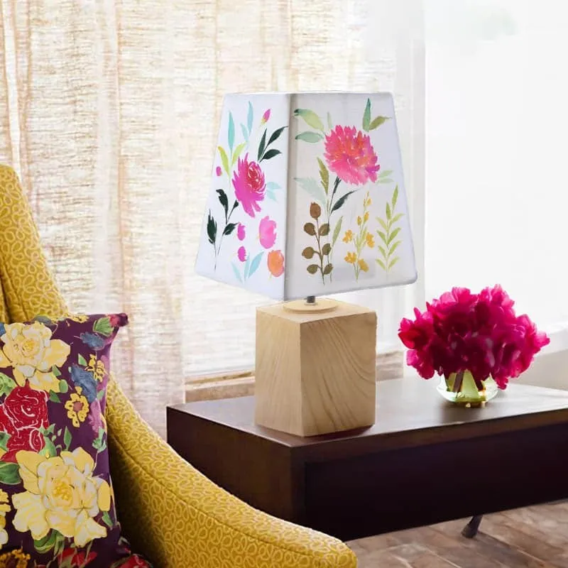 Delicate Flora Handpainted Fabric Table Lamp - Multicolor media 3