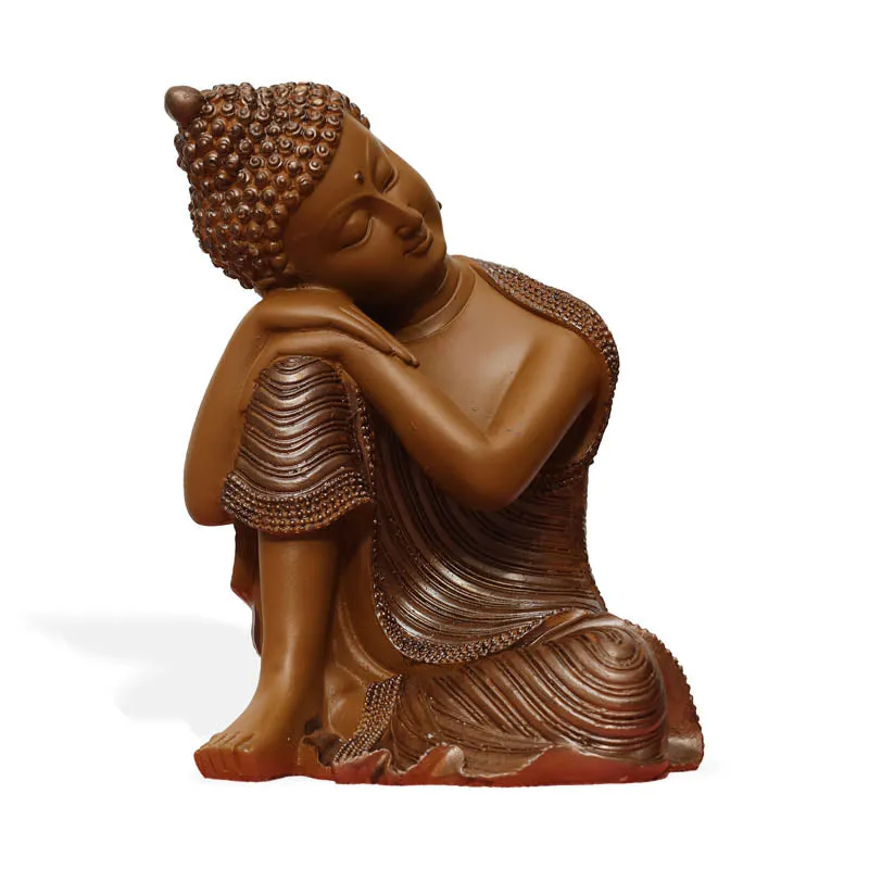 Zen Resting Buddha Showpiece - Brown media 5