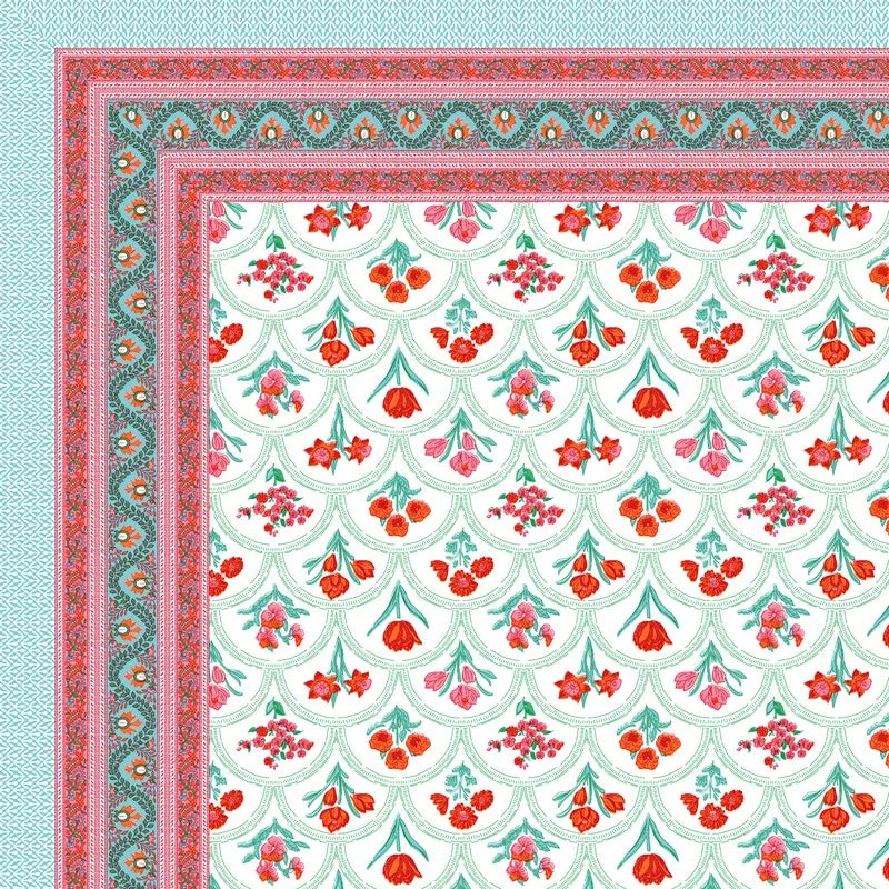 Heritage Touch Cotton Bedsheet (White,Pink) - 120 TC media 5