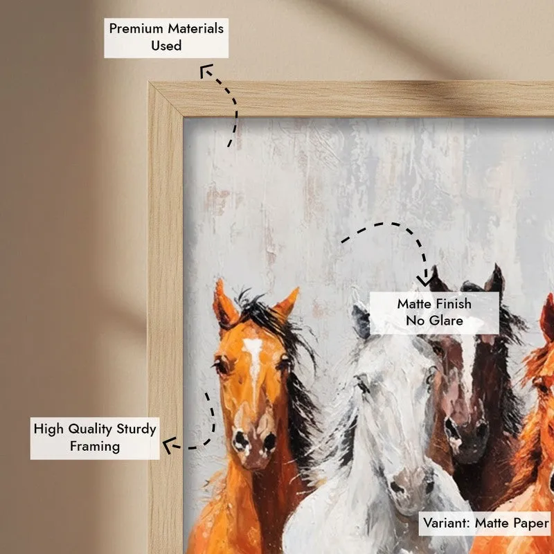 Storm of Hooves Horse Wall Painting With Brown Frame media 9