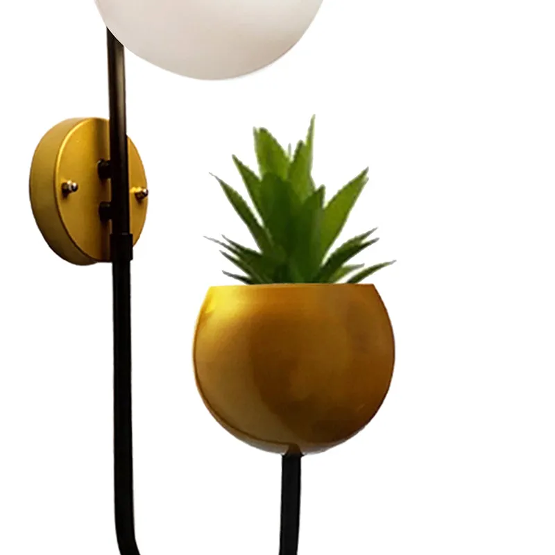Hymn Glass & Metal Wall Lamp - Black & Gold media 3
