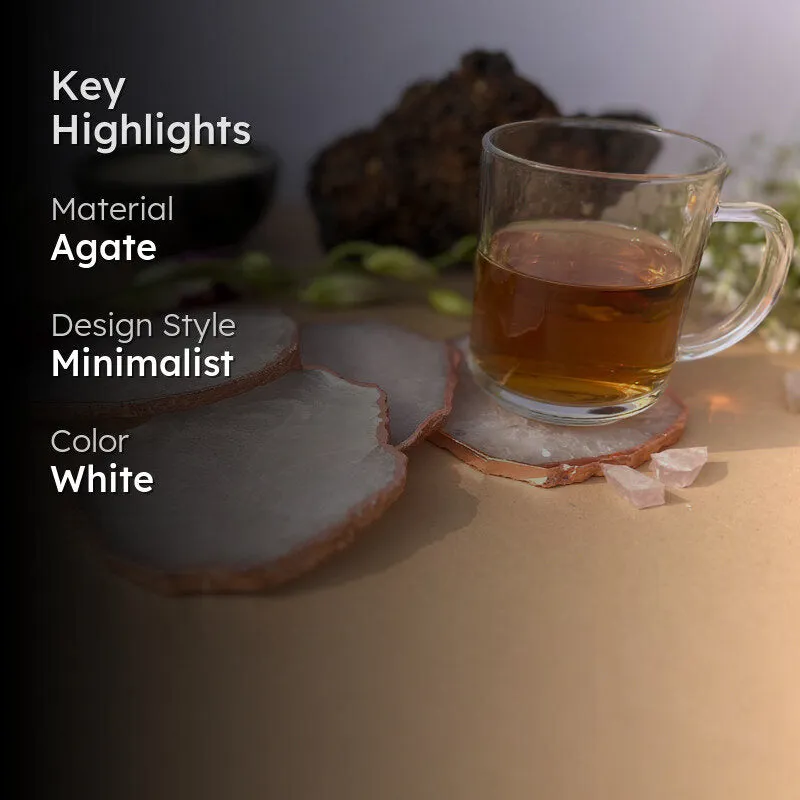 Suzzaine Handcrafted Crystal Agate Coaster (White) - Set Of Four media 2