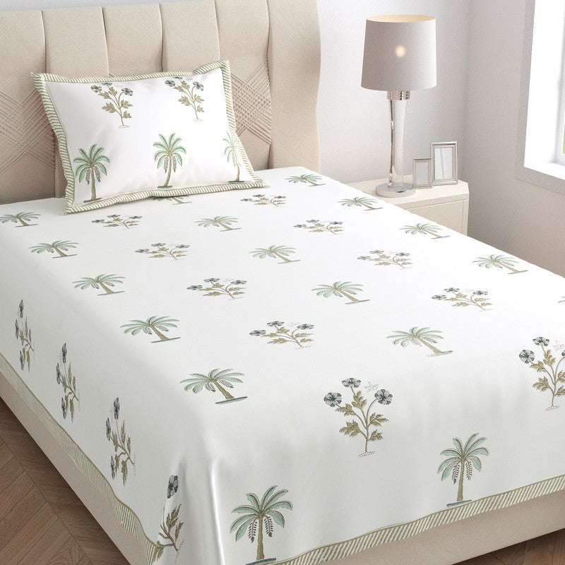 Haveli Space Cotton Bedsheet (White, Grey) - 180 TC media 3
