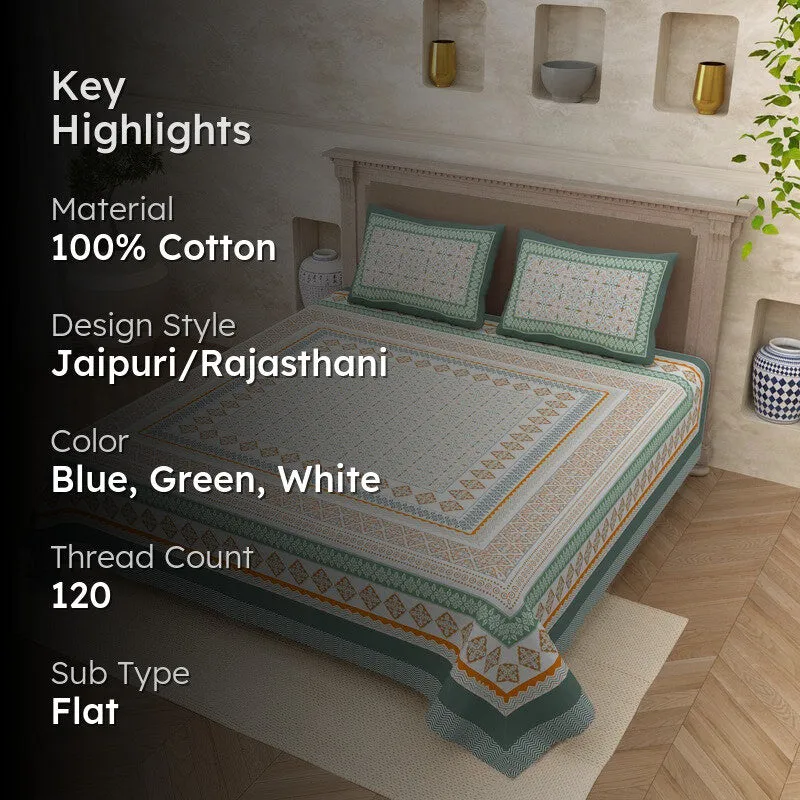 Royal Touch Cotton Bedsheet (Blue,Green,White) - 120 TC media 2