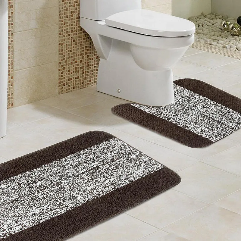Marvis Anti Skid Bath Mat & Contour Mat (Brown)- Six Piece Set media 1