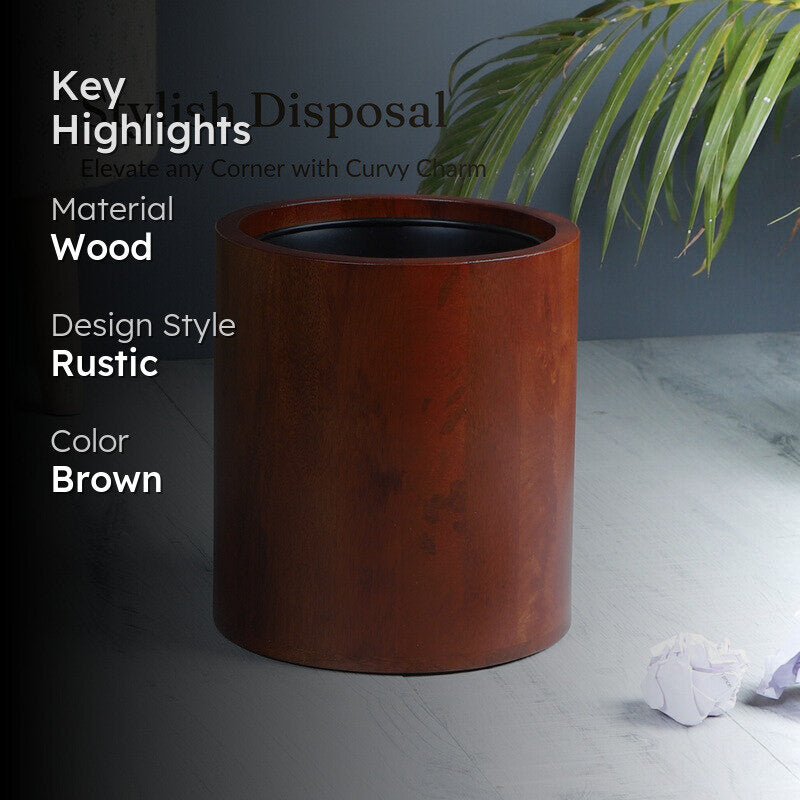 Chara Round Wooden Dustbin media 2