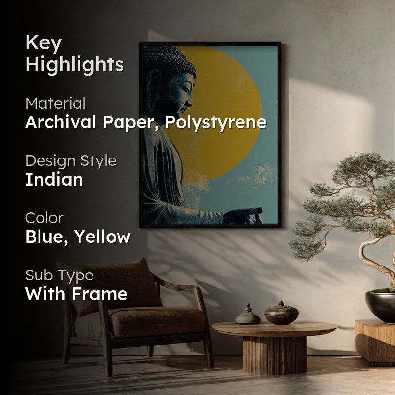 Buddha In Golden Aura II Archival Paper Wall Painting With Black Frame media 2