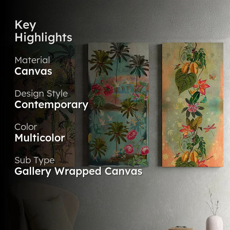 India Circus Vibrant Tropicals Canvas Wall Art - Set Of Three media 2