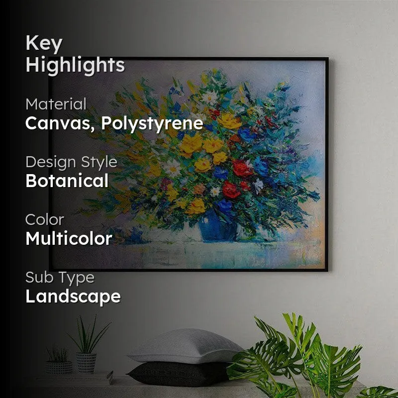 Blooming Flowers Canvas Wall Painting - Black Frame media 2