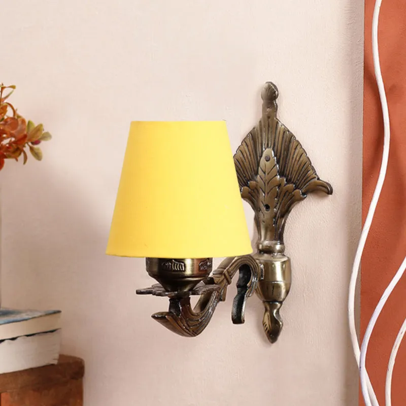 Magda Masique Conical Fabric & Metal Wall Lamp - Yellow media 3