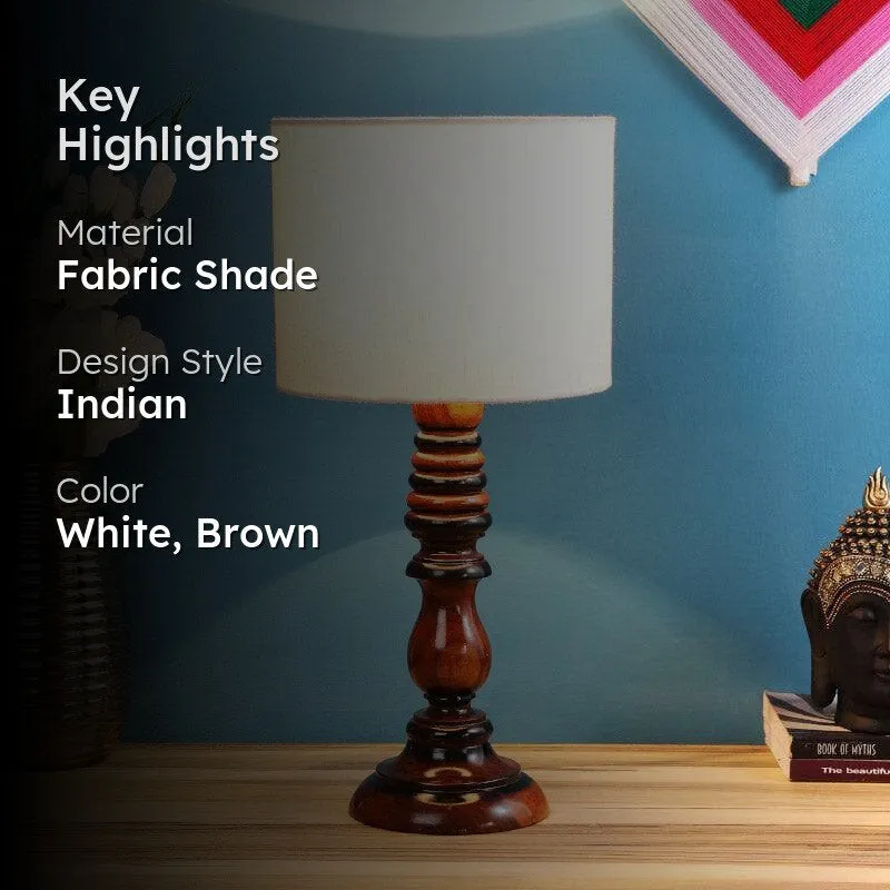 Pashe Gilmore Fabric Table Lamp - White,Brown media 2
