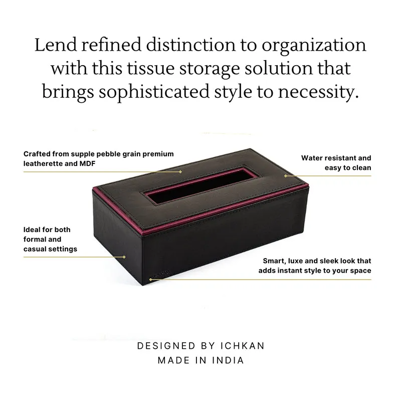 Tisca Edge Faux Leather Tissue Box - Black media 3