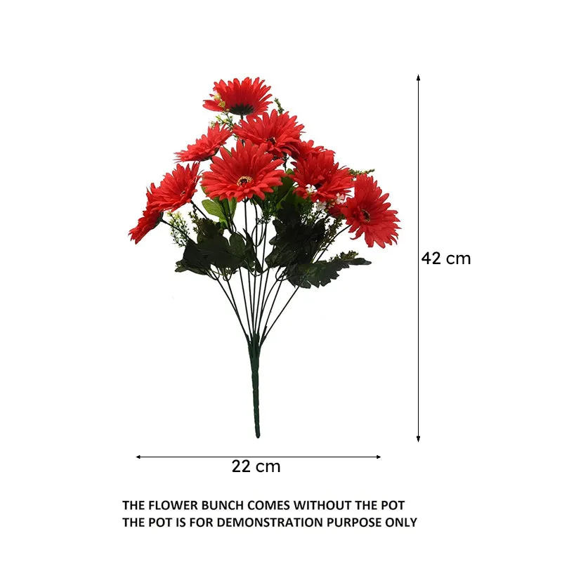 Faux Silk Garabera Daisy Flower Bunch - Red media 5