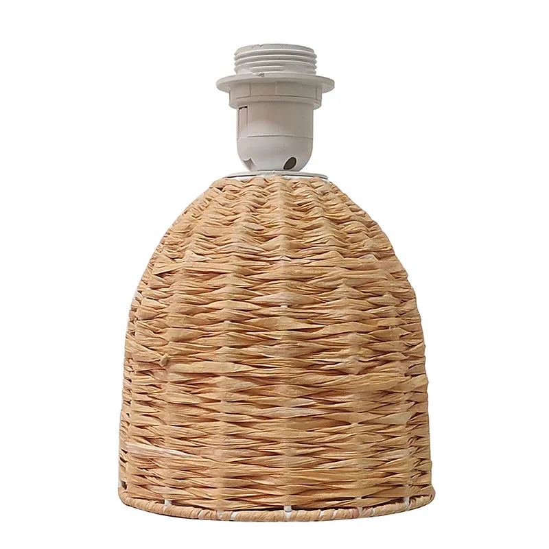 Palladian Curve Raffia Fabric Table Lamp - White,Brown media 3