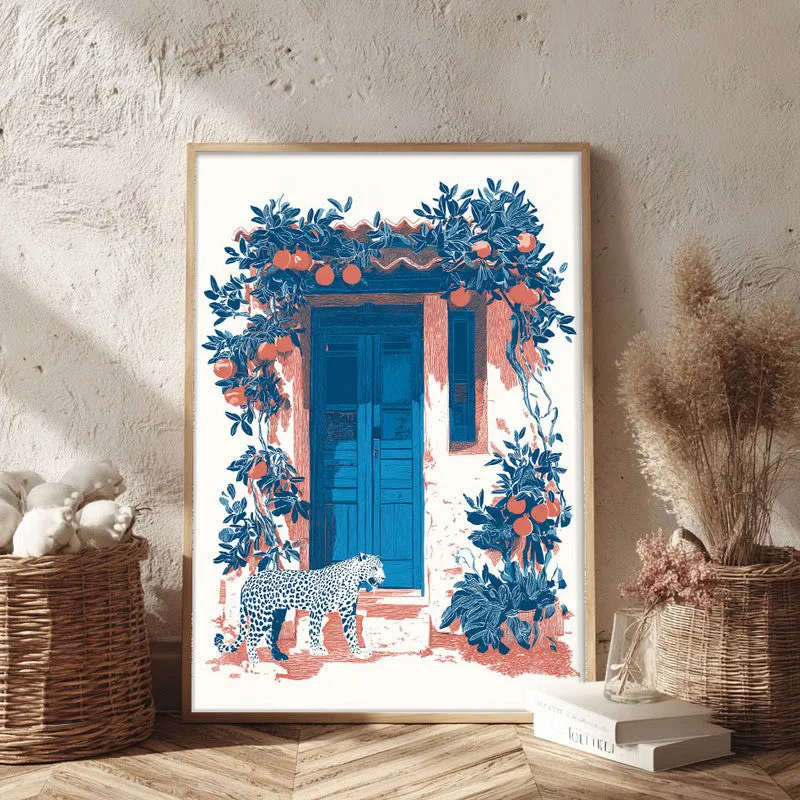 Sapphire Shade Canvas Wall Painting - Brown Frame media 3