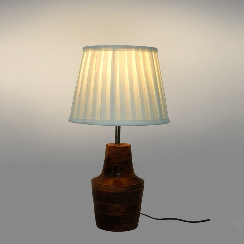 Ethereal Wooden Base Cotton Table Lamp - White,Brown media 4