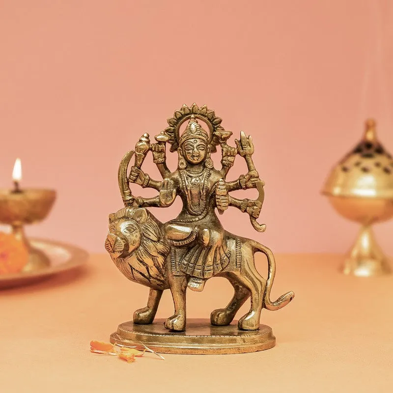 Goddess Durga Divine Brass Idol media 3