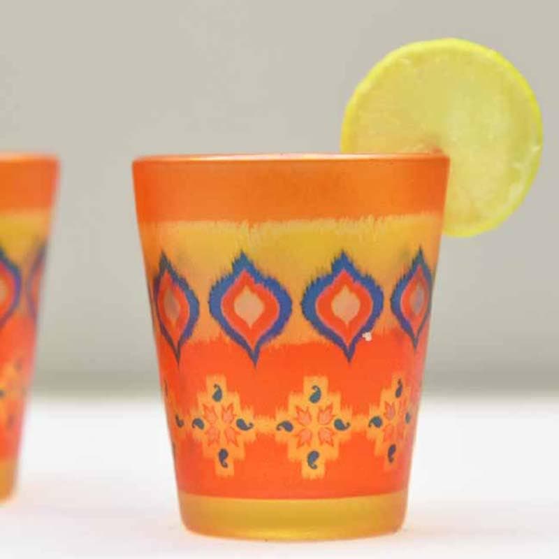 Dazzling Ikkat Frosted Shot Glass (30 ml ) - Set Of Two media 4
