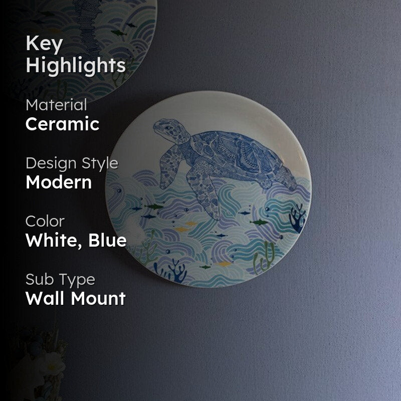 Animal Illustrative  Series Wall Plate - Blue & White media 2