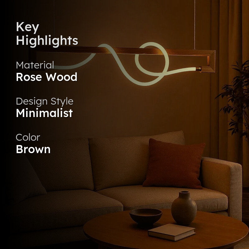 Wave LED Rose Wood Ceiling Lamp media 2