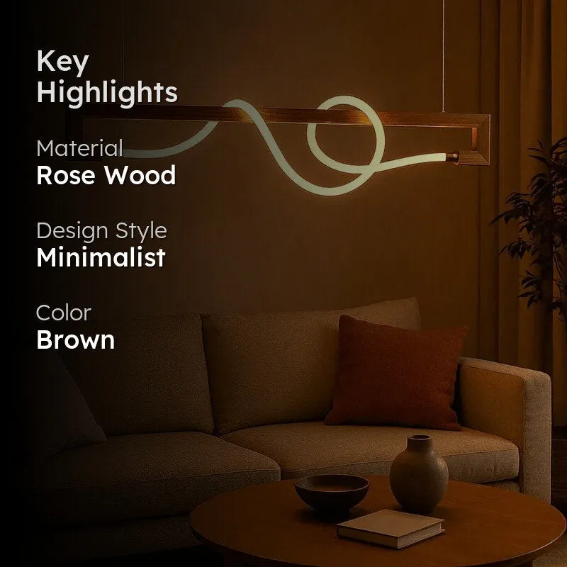 Wave LED Rose Wood Ceiling Lamp media 2