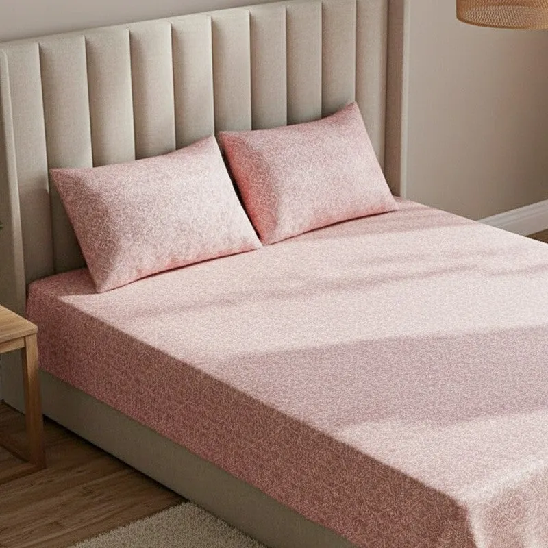 Caravel Floral Cotton Bedsheet (Pink) - 200 TC media 3