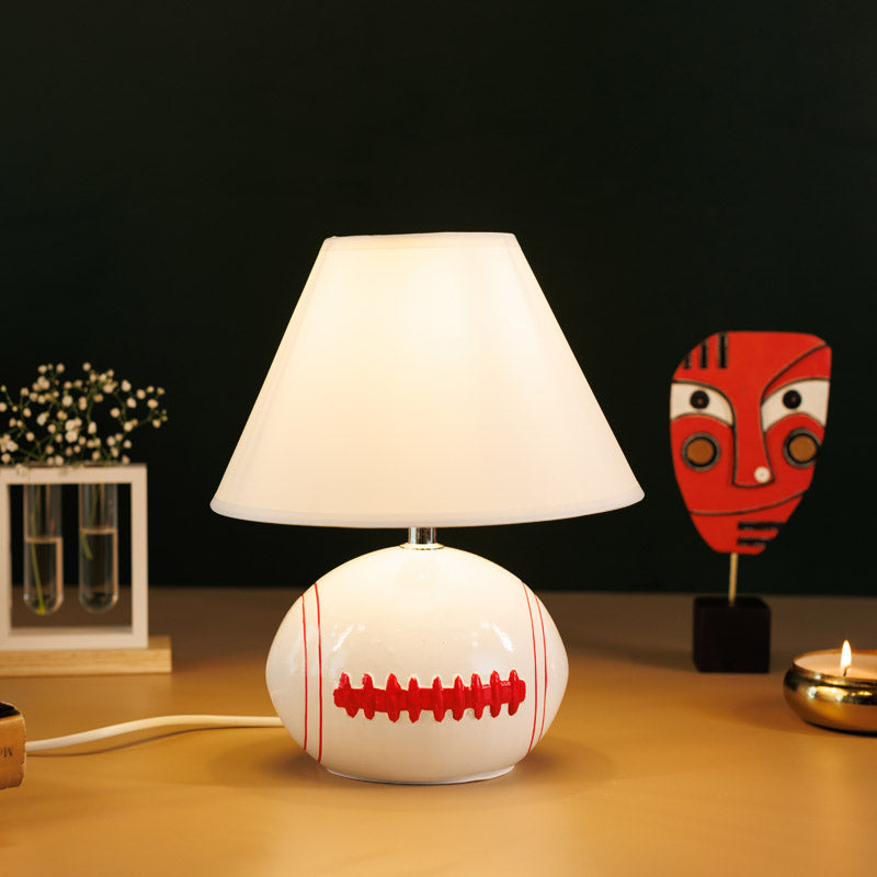 Rugby Craze Ceramic Table Lamp - White,Red media 3