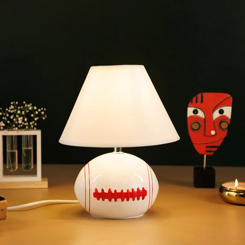 Rugby Craze Ceramic Table Lamp - White,Red media 3