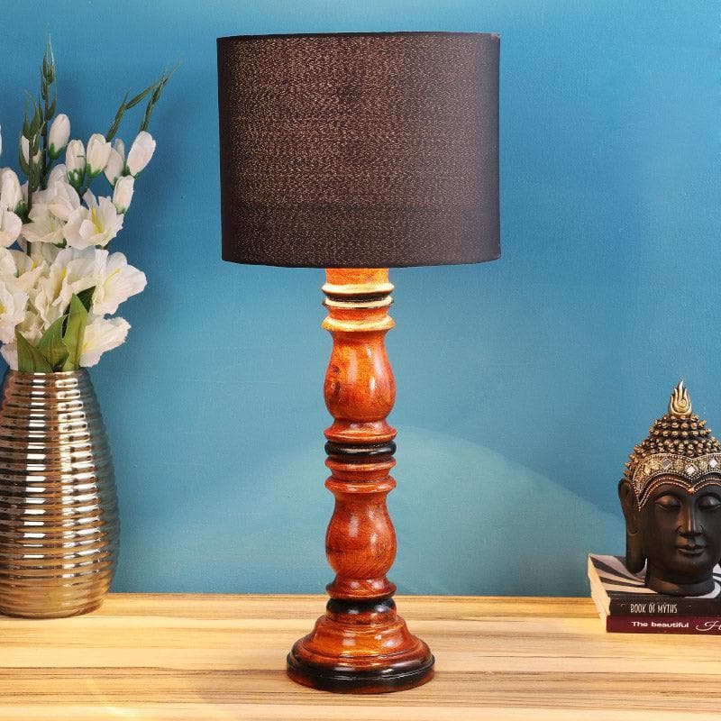 Blace Argyle Fabric Table Lamp - Black,Brown