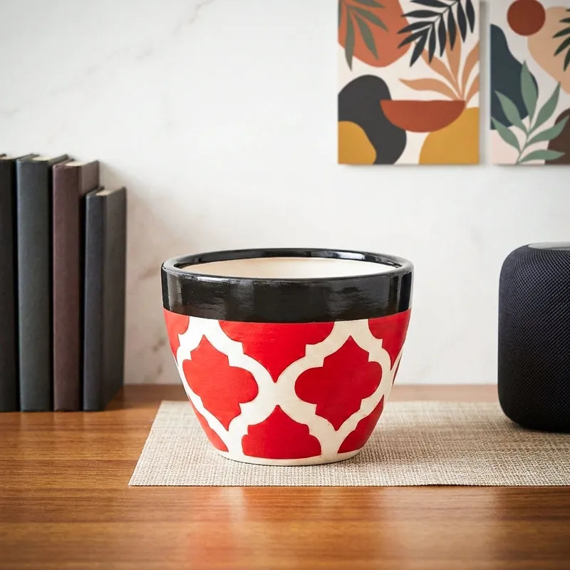Ugaoo Apple Rose Red Ceramic Pot media 1