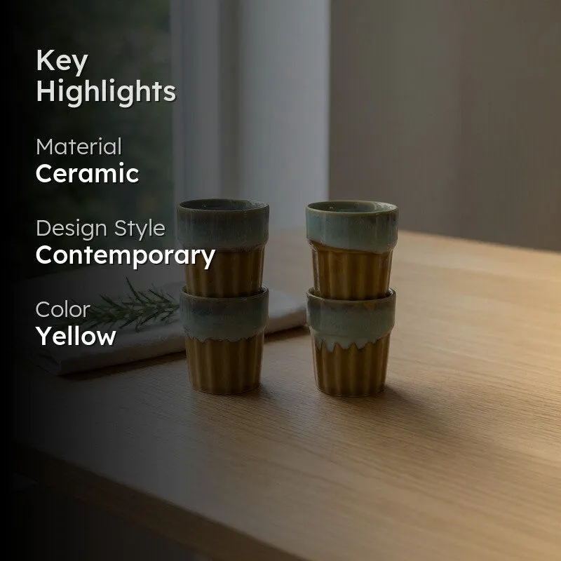 Handcrafted Ceramic Kulhads (Mustard/70 mL Each) - Set of Four media 2