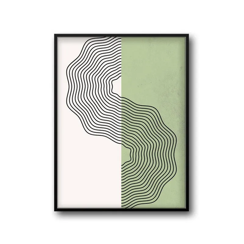 Ondas Green Wall Art - Black Frame media 5
