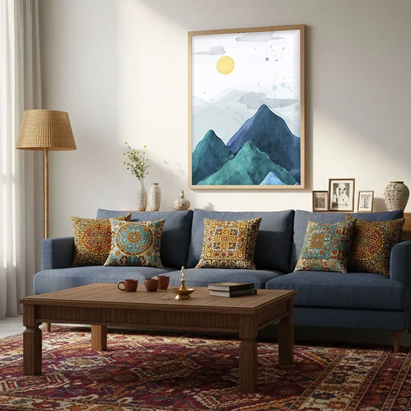 Azure Peaks Archival Paper Wall Art - Natural Brown Frame media 4