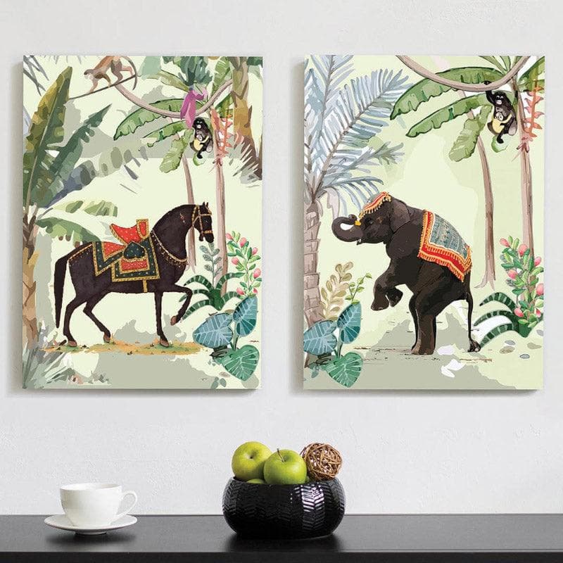 Shaahi Andaaz Canvas Wall Painting - Set Of Two