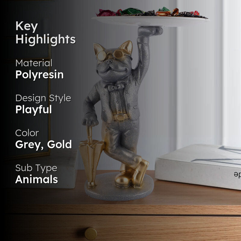 Dapper Cat Painted Polyresin Show Piece - Grey media 2