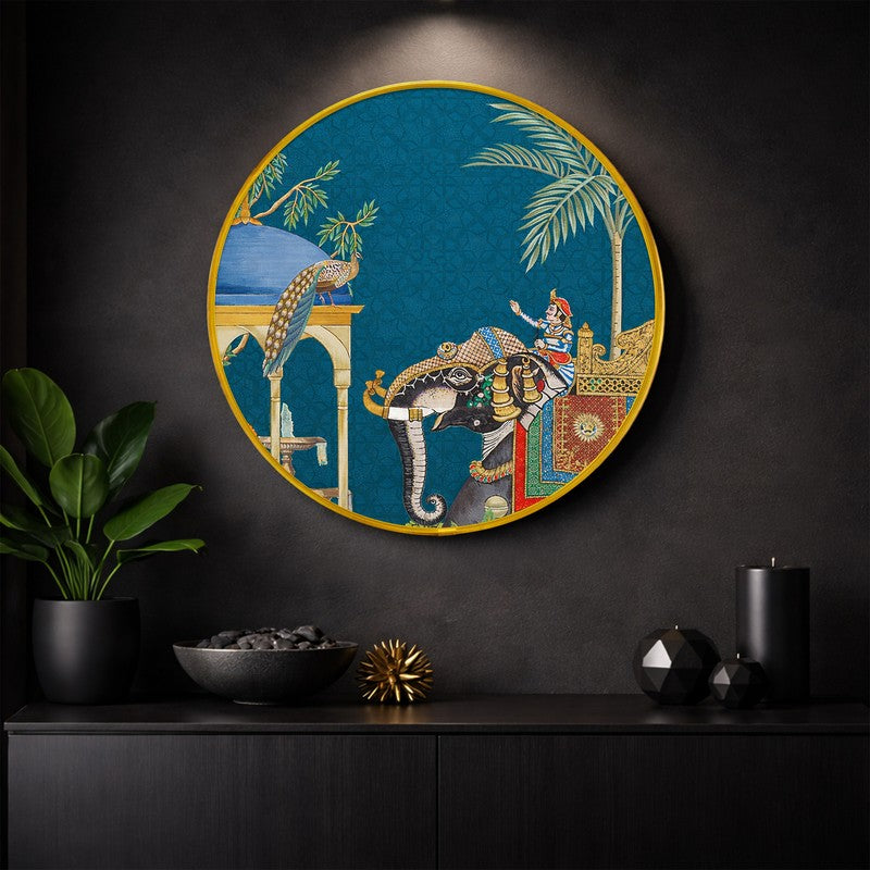 Royal Elephant Scene Paper Wall Art