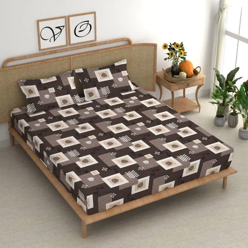 Thelma Printed Microfiber Bedsheet (Brown) - 180 GSM media 3