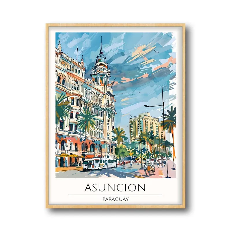 Vintage Asuncin Framed Canvas Archival Canvas Wall Painting - Natural Brown Frame media 5