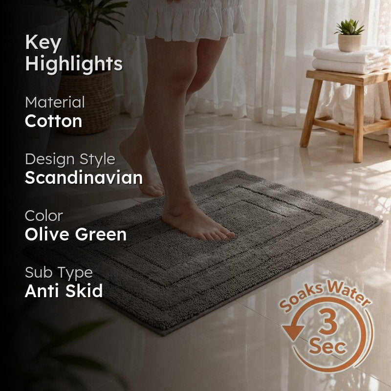 Aqualoom Anti skid Bath Mat  - Olive Green media 2