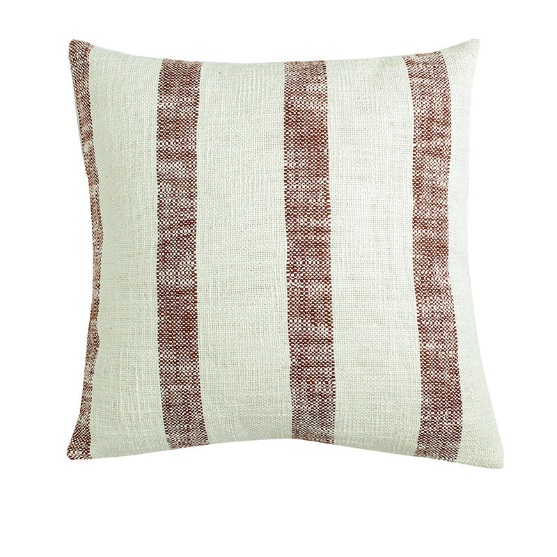 Driftwood Stripes Woven Cotton Cushion Cover (Maroon & White) - Set Of Two media 3