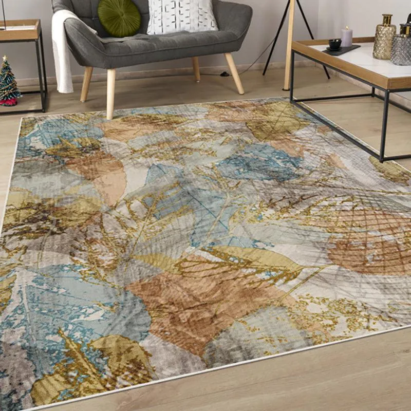 Elrond Abstract Polyester Anti-Skid Carpet - Brown & Blue media 3