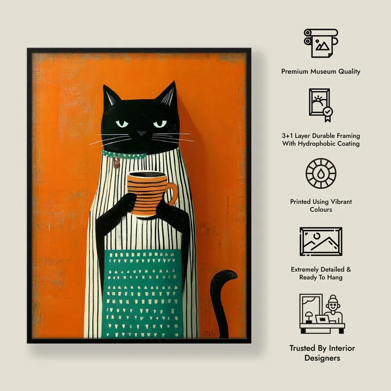 Cat's Brew Wall Painting With Frame media 9